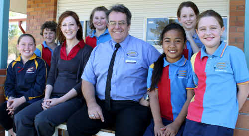 Emerald Christian College Year 3 students with their teacher Miss Katya and principal Mr Johnston. Emerald Christian College Year 3 students with their teacher Miss Katya and principal Mr Johnston.